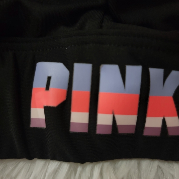 PINK Victoria's Secret Ultimate Halter Black Sports Bra with Multicolor Straps M - Picture 2 of 8